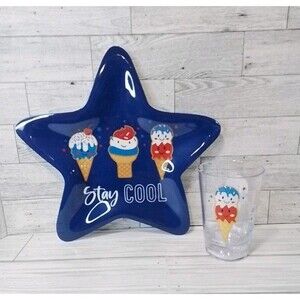 Patriotic Star Shaped Plate With Tumbler NEW